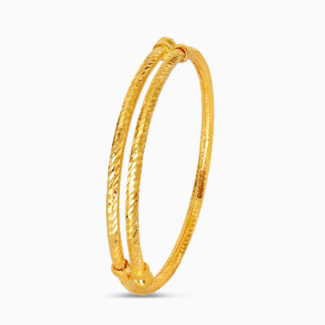 22ct Gold Adjustable Baby Bangle with Slash Texture
