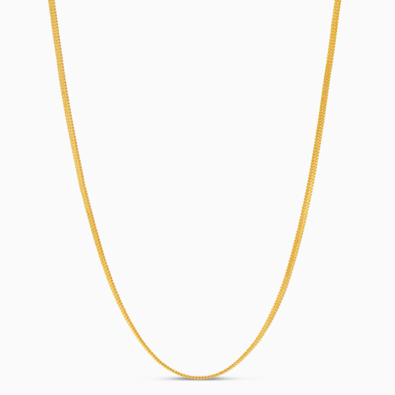 سلسلة مسطحة بنمط ذهبي عيار 22 قيراط | 18 بوصة سلسلة مسطحة بنمط ذهبي عيار 22 قيراط | 18 بوصة