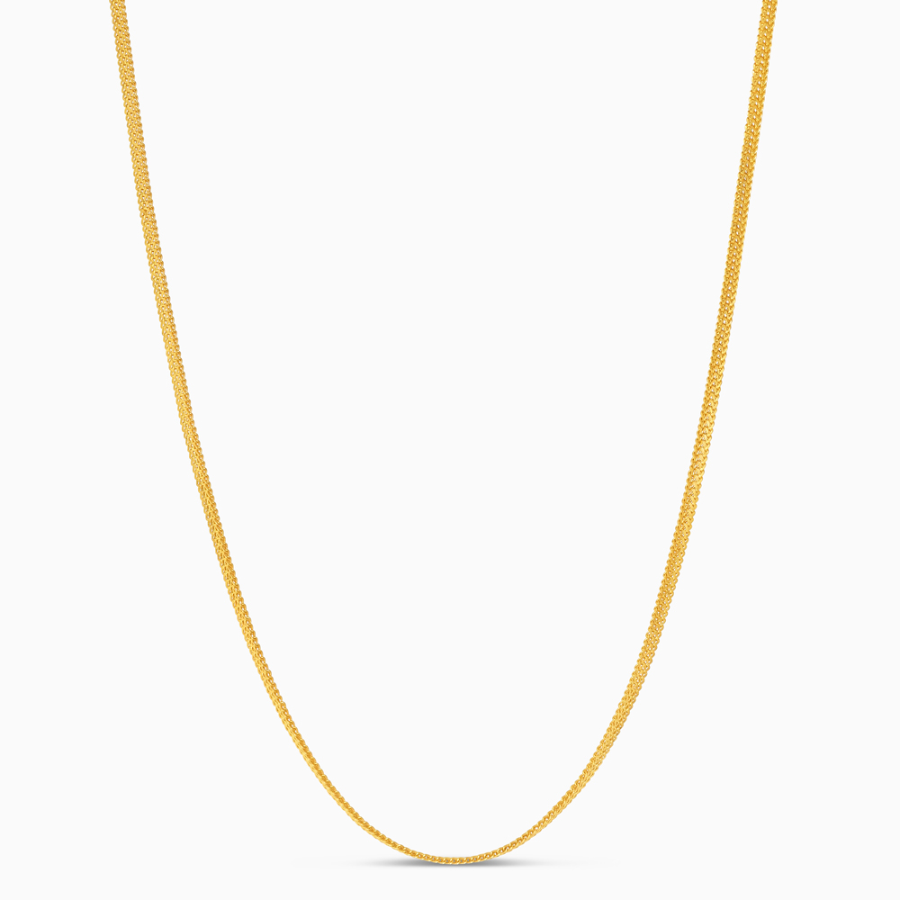 سلسلة مسطحة بنمط ذهبي عيار 22 قيراط | 18 بوصة سلسلة مسطحة بنمط ذهبي عيار 22 قيراط | 18 بوصة