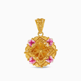 22ct Gold Enamel Floral Pendant 22ct Gold Enamel Floral Pendant