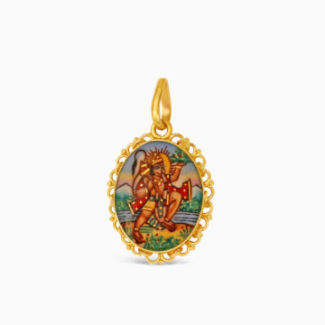 22ct Gold Enamel Hanuman Pendant