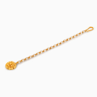 22ct Sunrise Gold Rosette Pearl Maang Tikka
