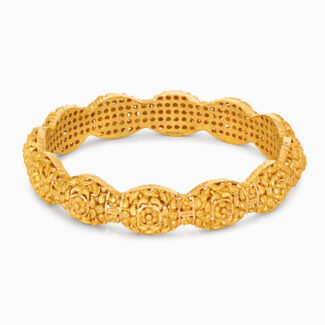 22ct Sunrise Gold Rosette Wave Design Bangle