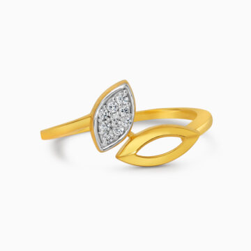 22ct Gold Double Petal Ring with CZ | Size L 1/2