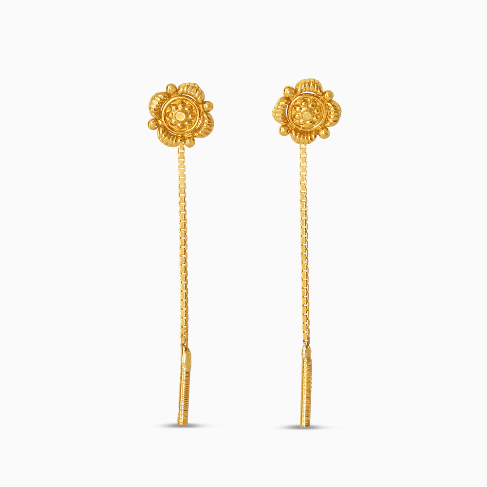 Floral Sui Dhaga Earrings | 22ct Floral Sui Dhaga Earrings | 22ct