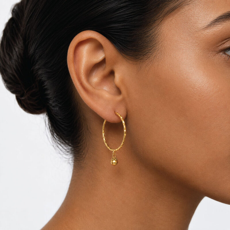 22ct Gold Dangle Hoop Earrings | Armari Collection