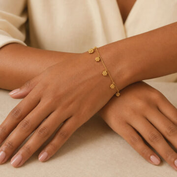 22ct Sunrise Gold Rosette Flower Bracelet | 7 inches 55659
