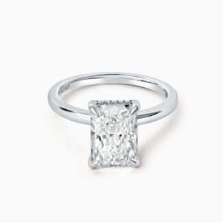 Platinum Ladies Rectangular Diamond Solitaire Ring